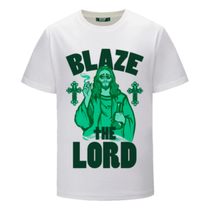 Jesus Smokes Blaze The Lord Funny Art 420 Marijuana T-Shirt