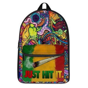Just Hit It Spliff Colorful Trippy Background Epic Backpack