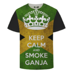 Keep Calm And Smoke Ganja Marijuana Hemp Brazil Flag T-shirt