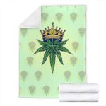 King Crowned Weed Hemp Pattern Art Badass Throw Blanket