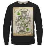 King Of Marijuana Card Awesome 420 Weed Black Crewneck Sweater