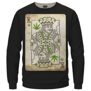 King Of Marijuana Card Awesome 420 Weed Black Crewneck Sweater