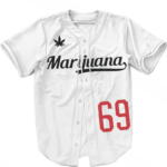 LA Dodgers Inspired Marijuana Smokey 69 White Baseball Jersey