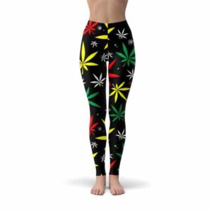 Rasta Colors Mary Jane Leaf Pattern Yoga Pants