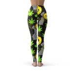 Trippy Melted Smiley & Weed Pattern Leggings