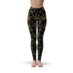Multicolored Ganja Leaf Dope Black Leggings