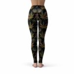 Multicolored Ganja Leaf Dope Black Leggings