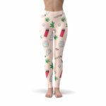 Cute Cartoon Marijuana Art Cream Leggings