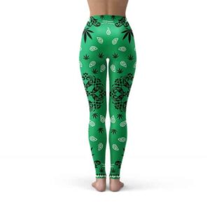 Bandana Paisley Stoner Green Yoga Pants