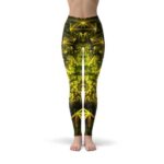 Golden Ganja Leaf Psychedelic Art Leggings