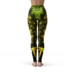 Golden Ganja Leaf Psychedelic Art Leggings