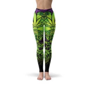 Marijuana Kush Retro Tree Awesome Yoga Pants