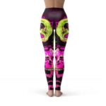 Pink Skull Smoking Vibrant Colors Leggings