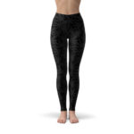 Weed Leaf All Over Print Seamless Black Leggings