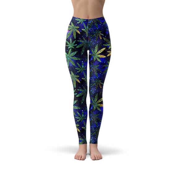 Endless Space Marijuana Navy Blue Yoga Pants