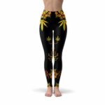 Aztec Weed Worship Dope Artwork Leggings