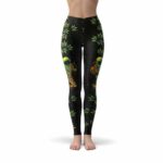 Space Astronaut Hitting Bong Black Leggings
