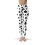 Marijuana & Skull Crossbones White Leggings
