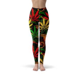 Vibrant Marijuana Rasta Colors Yoga Pants