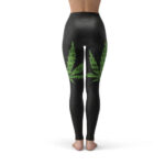 Green Weed Leaf 420 Grunge Design Leggings