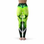 Green Skull Smoking a Weed Joint Cool Leggings