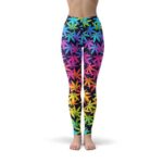 Mary Jane Leaf Pattern Retro Colors Leggings