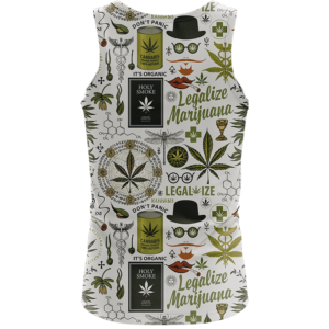 Legalize Marijuana Seamless Pattern Dope Art Awesome Tank Top - back