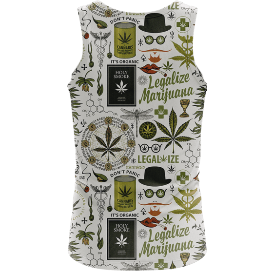Legalize Marijuana Seamless Pattern Dope Art Awesome Tank Top - back