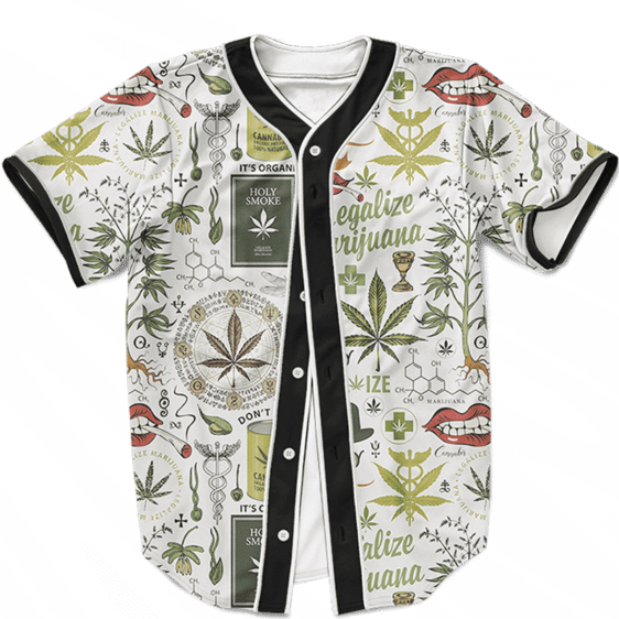 Legalize Marijuana Seamless Pattern Dope Art Baseball Jersey