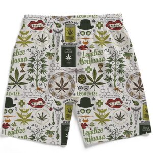 Legalize Marijuana Seamless Pattern Dope Men's Beach Shorts