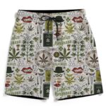 Legalize Marijuana Seamless Pattern Dope Men's Beach Shorts