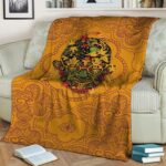 Mahatma Gandhi Skull Marijuana Leaf Pattern Fleece Blanket