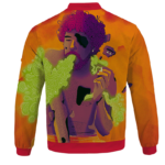 Man Smoking Marijuana Awesome Cool Orange Art Bomber Jacket - BACK