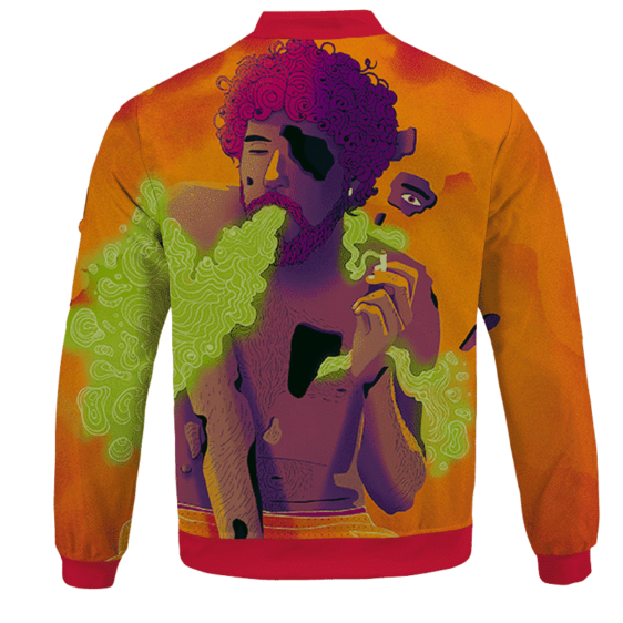 Man Smoking Marijuana Awesome Cool Orange Art Bomber Jacket - BACK