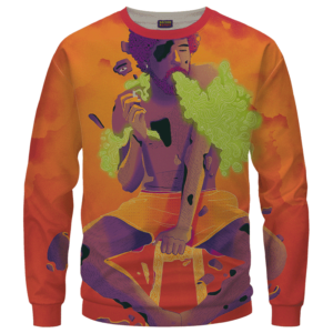 Man Smoking Marijuana Awesome Cool Orange Art Sweater