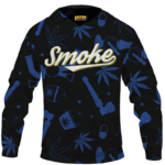 Marijuana 420 Smoke Blue Cool Minimalist Hoodie