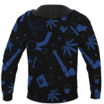 Marijuana 420 Smoke Blue Cool Minimalist Hoodie - BACK