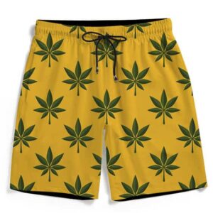 420 Marijuana Weed Seamless Pattern Superb Men's Beach Shorts