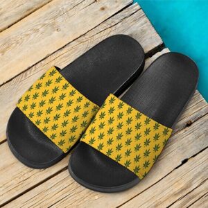 Marijuana 420 Weed Yellow Seamless Pattern Cool Slide Sandals