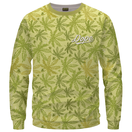 Marijuana Breezy Seamless Pattern Hemp Awesome Crewneck Sweater