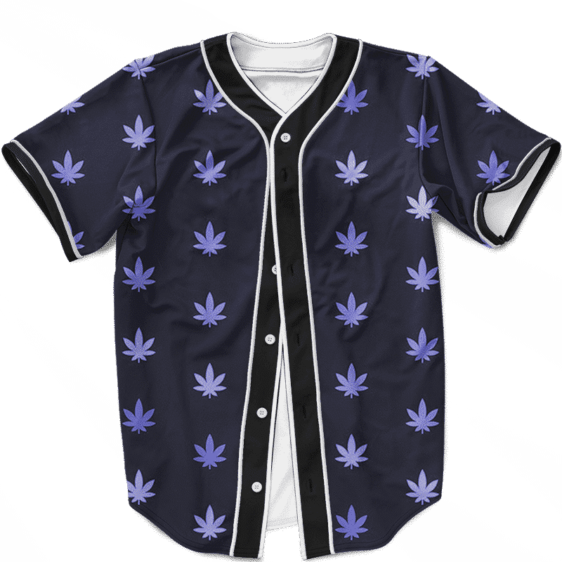 Marijuana Cool And Awesome Pattern Navy Blue Baseball Jersey