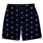 Beautiful Marijuana Leaf Pattern Navy Blue Men's Beach Shorts