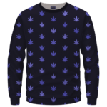 Marijuana Cool And Awesome Pattern Navy Blue Crewneck Sweatshirt