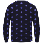 Marijuana Cool And Awesome Pattern Navy Blue Crewneck Sweatshirt - Back Mockup