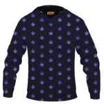 Marijuana Cool And Awesome Pattern Navy Blue Hoodie