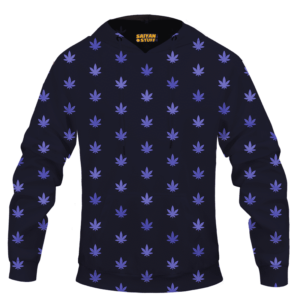 Marijuana Cool And Awesome Pattern Navy Blue Hoodie