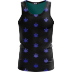 Marijuana Cool And Awesome Pattern Navy Blue Simple Tank Top