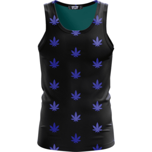 Marijuana Cool And Awesome Pattern Navy Blue Simple Tank Top