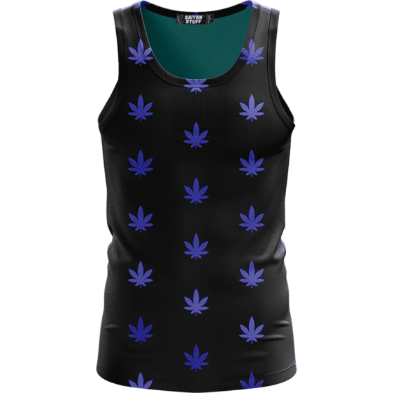 Marijuana Cool And Awesome Pattern Navy Blue Simple Tank Top