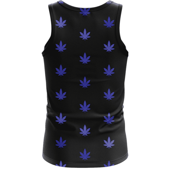 Marijuana Cool And Awesome Pattern Navy Blue Simple Tank Top - back